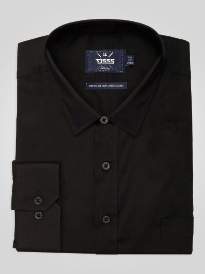 D555 Oliver Traipus Atgrūdošs Negludināms Elastīgs Krekls Ar Garām Piedurknēm Melns - Krekli - Krekli - 2XL-8XL