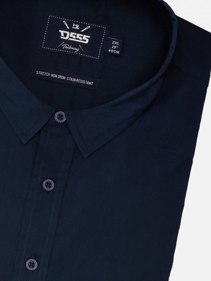 D555 Oliver Traipus Atgrūdošs Negludināms Elastīgs Krekls Ar Garām Piedurknēm Tumši Zils - Krekli - Krekli - 2XL-8XL