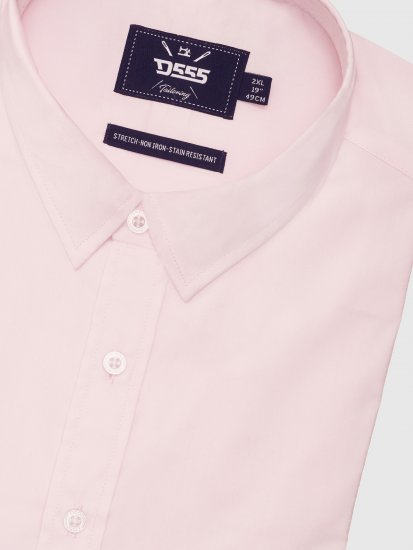 D555 Oliver Traipus Atgrūdošs Negludināms Elastīgs Krekls Ar Garām Piedurknēm Rozā - Krekli - Krekli - 2XL-8XL