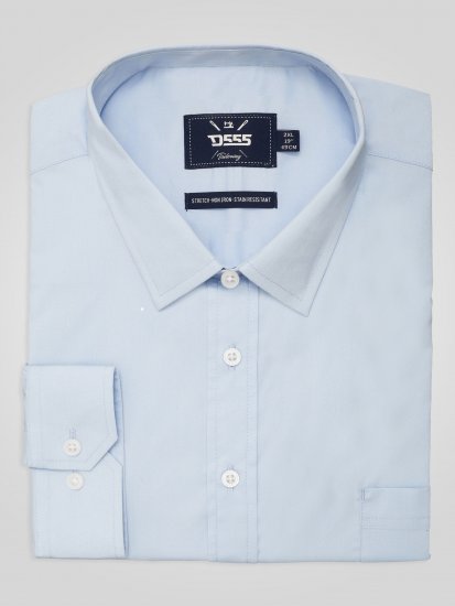 D555 Oliver Traipus Atgrūdošs Negludināms Elastīgs Krekls Ar Garām Piedurknēm Debeszils - Krekli - Krekli - 2XL-8XL