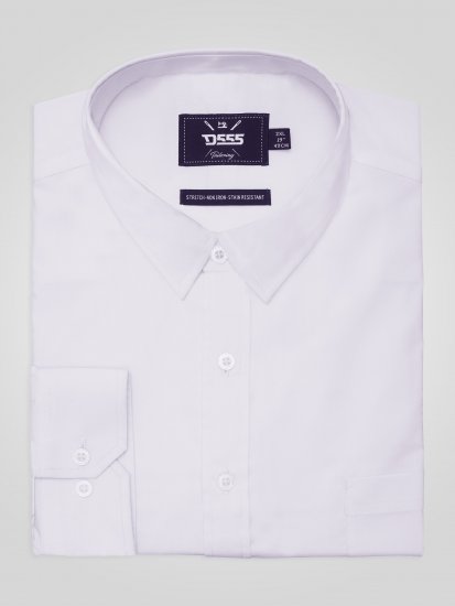 D555 Oliver Traipus Atgrūdošs Negludināms Elastīgs Krekls Ar Garām Piedurknēm Balts - Krekli - Krekli - 2XL-8XL
