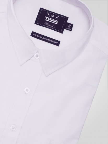 D555 Oliver Traipus Atgrūdošs Negludināms Elastīgs Krekls Ar Garām Piedurknēm Balts - Krekli - Krekli - 2XL-8XL
