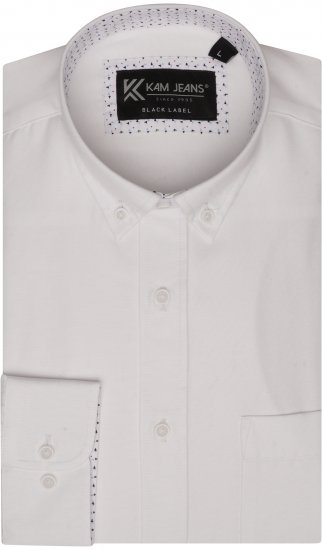 Kam Jeans P020 Premium Long sleeve Oxford Shirt White - Krekli - Krekli - 2XL-8XL