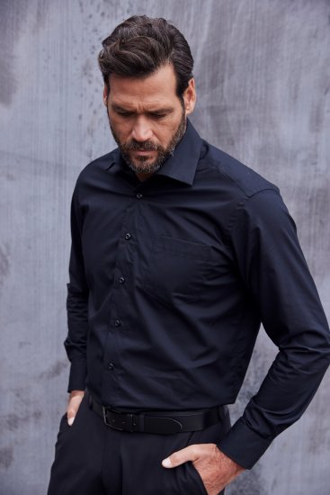 JP1880 Comfort Fit with Chest Pocket Shirt TALL Black - TALL krekli - 