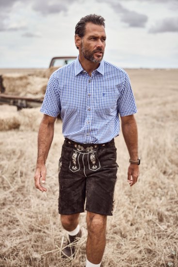 JP1880 Short Sleeve Check Print Traditional Shirt Blue - Krekli - Krekli - 2XL-8XL