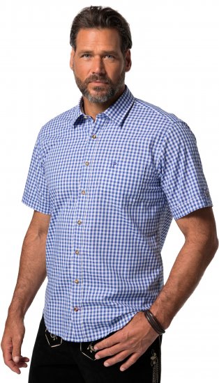 JP1880 Short Sleeve Check Print Traditional Shirt Blue - Krekli - Krekli - 2XL-8XL