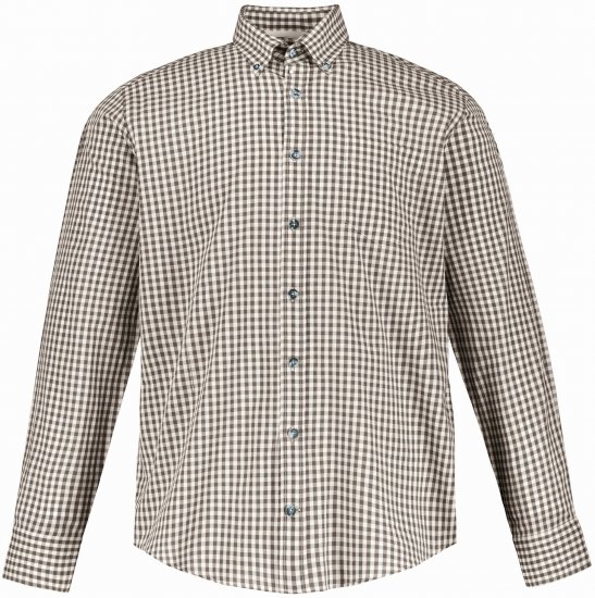 JP1880 Long Sleeve Check Print Traditional Shirt Brown - Krekli - Krekli - 2XL-8XL