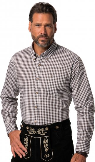 JP1880 Long Sleeve Check Print Traditional Shirt Brown - Krekli - Krekli - 2XL-8XL