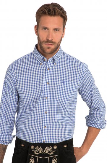 JP1880 Shirt Traditional Checked Long Sleeve Blue - Krekli - Krekli - 2XL-8XL