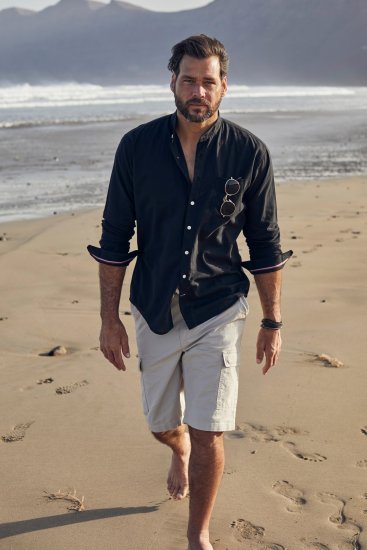 JP1880 Shirt Linen Blend Long Sleeve Black TALL - VĪRIEŠU APĢĒRBS MT-6XLT - Apģērbs gariem vīriešiem