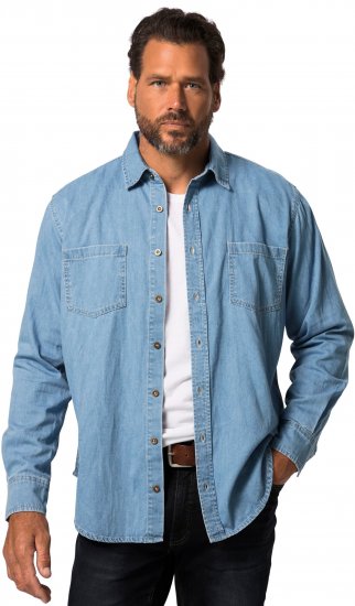 JP1880 Shirt Denim Long Sleeve Light Blue TALL - VĪRIEŠU APĢĒRBS MT-6XLT - Apģērbs gariem vīriešiem