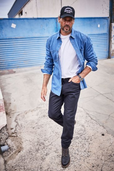 JP1880 Shirt Denim Long Sleeve Blue TALL - VĪRIEŠU APĢĒRBS MT-6XLT - Apģērbs gariem vīriešiem
