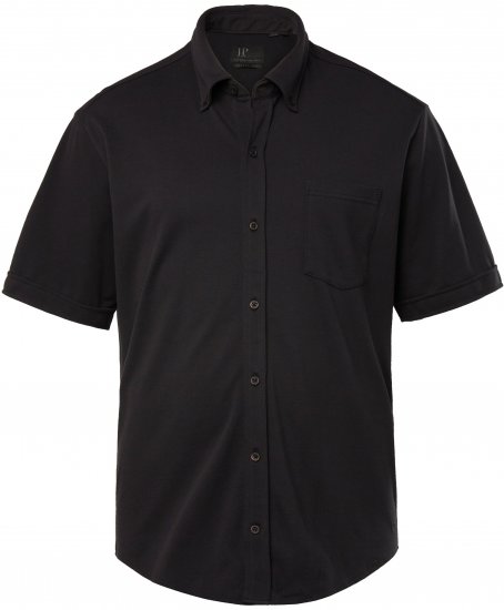 JP1880 Shirt Pique Flexnamic Short Sleeve Black TALL - VĪRIEŠU APĢĒRBS MT-6XLT - Apģērbs gariem vīriešiem