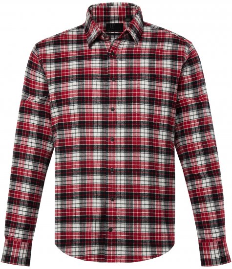 JP1880 Shirt Flannel Checked Long Sleeve Red TALL - VĪRIEŠU APĢĒRBS MT-6XLT - Apģērbs gariem vīriešiem