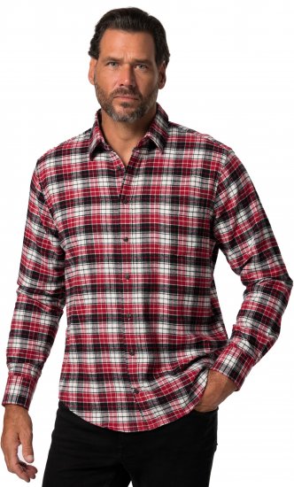 JP1880 Shirt Flannel Checked Long Sleeve Red TALL - VĪRIEŠU APĢĒRBS MT-6XLT - Apģērbs gariem vīriešiem