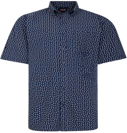 Espionage SH439 Mini Flamingo Printed Short Sleeve Shirt Navy - Krekli - Krekli - 2XL-8XL