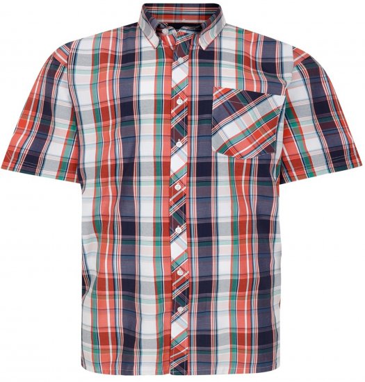 Espionage SH443 Checked Short Sleeve Shirt Navy/Coral/White - Krekli ar īsām piedurknēm - Krekli ar īsām piedurknēm