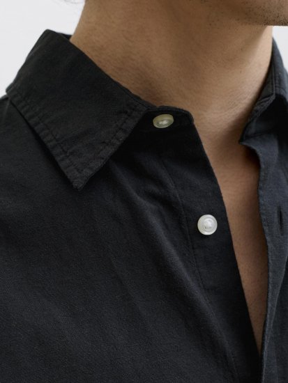 Jack & Jones Breeze Linen Short Sleeve Shirt Black - Krekli - Krekli - 2XL-8XL