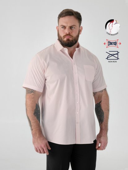 D555 Lucas Traipus Atgrūdošs Negludināms Elastīgs Krekls Ar Īsām Piedurknēm Rozā - Krekli - Krekli - 2XL-8XL