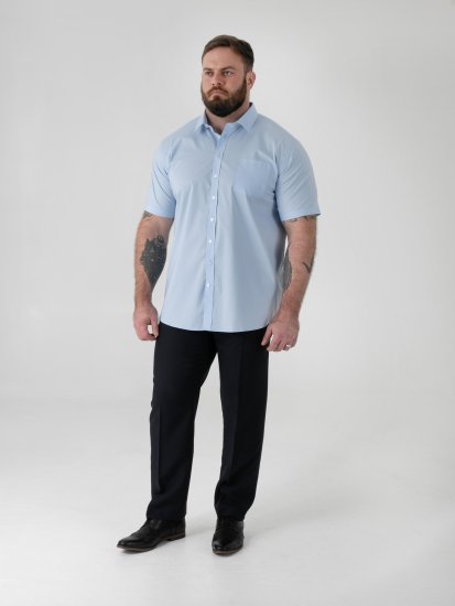 D555 Lucas Traipus Atgrūdošs Negludināms Elastīgs Krekls Ar Īsām Piedurknēm Debeszils - Krekli - Krekli - 2XL-8XL