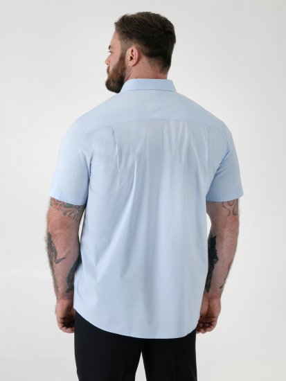 D555 Lucas Traipus Atgrūdošs Negludināms Elastīgs Krekls Ar Īsām Piedurknēm Debeszils - Krekli - Krekli - 2XL-8XL