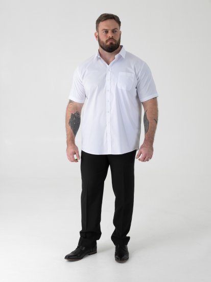 D555 Lucas Traipus Atgrūdošs Negludināms Elastīgs Krekls Ar Īsām Piedurknēm Balts - Krekli - Krekli - 2XL-8XL