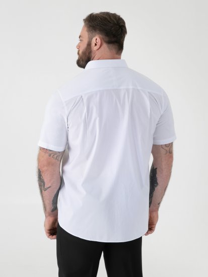 D555 Lucas Traipus Atgrūdošs Negludināms Elastīgs Krekls Ar Īsām Piedurknēm Balts - Krekli - Krekli - 2XL-8XL