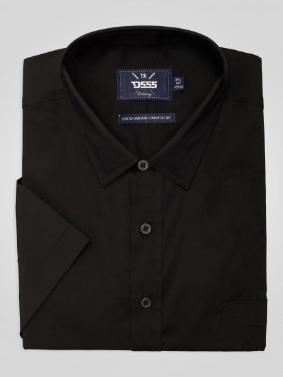 D555 Lucas Traipus Atgrūdošs Negludināms Elastīgs Krekls Ar Īsām Piedurknēm Melns - Krekli - Krekli - 2XL-8XL