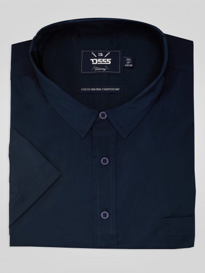 D555 Lucas Traipus Atgrūdošs Negludināms Elastīgs Krekls Ar Īsām Piedurknēm Tumši Zils - Krekli - Krekli - 2XL-8XL