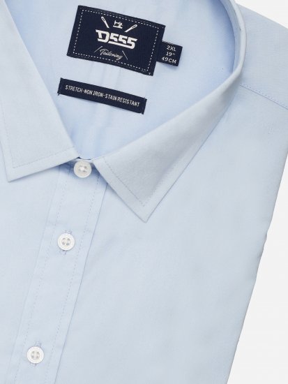 D555 Lucas Traipus Atgrūdošs Negludināms Elastīgs Krekls Ar Īsām Piedurknēm Debeszils - Krekli - Krekli - 2XL-8XL