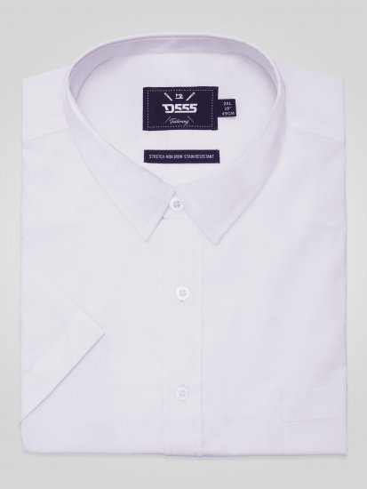 D555 Lucas Traipus Atgrūdošs Negludināms Elastīgs Krekls Ar Īsām Piedurknēm Balts - Krekli - Krekli - 2XL-8XL