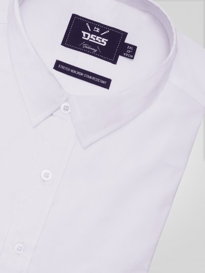 D555 Lucas Traipus Atgrūdošs Negludināms Elastīgs Krekls Ar Īsām Piedurknēm Balts - Krekli - Krekli - 2XL-8XL