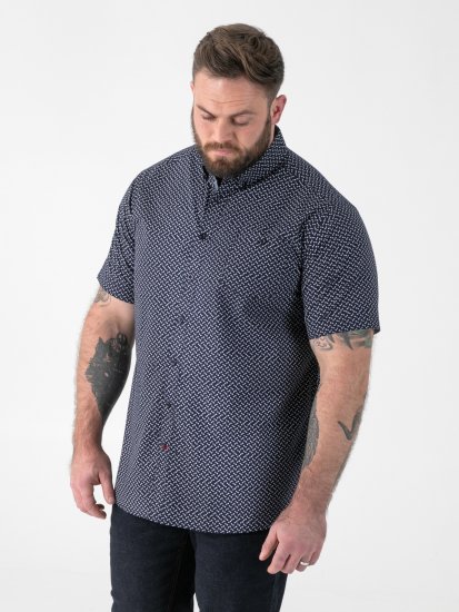 D555 Melrose Navy Icon AOP Button Down Collar Short Sleeve Navy - Krekli ar īsām piedurknēm - Krekli ar īsām piedurknēm