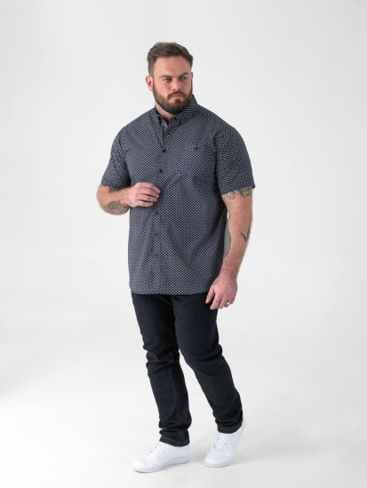 D555 Melrose Navy Icon AOP Button Down Collar Short Sleeve Navy - Krekli ar īsām piedurknēm - Krekli ar īsām piedurknēm