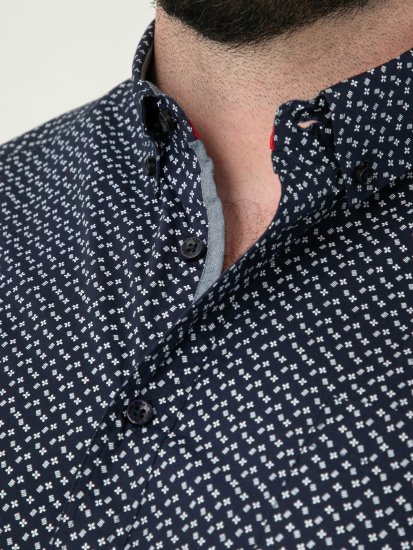 D555 Melrose Navy Icon AOP Button Down Collar Short Sleeve Navy - Krekli ar īsām piedurknēm - Krekli ar īsām piedurknēm