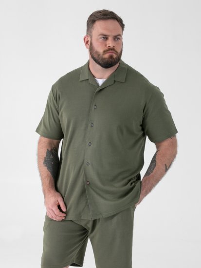 D555 Connor Stretch Cuban Collar Reosrt Short Sleeve Shirt Khaki - Krekli - Krekli - 2XL-8XL