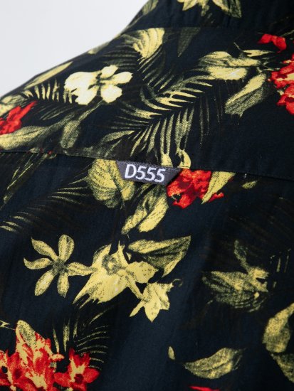 D555 Gordon Hawaiian AOP Cuvan Collar Resort Short Sleeve Black - Krekli - Krekli - 2XL-8XL