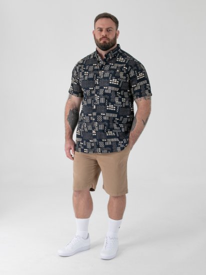 D555 Rick Geometric Print Short Sleeve Shirt Navy - Krekli - Krekli - 2XL-8XL