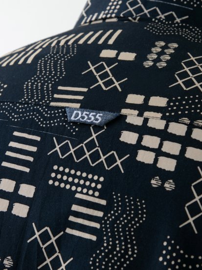 D555 Rick Geometric Print Short Sleeve Shirt Navy - Krekli - Krekli - 2XL-8XL