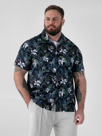 D555 Corden Hawaiian AOP Cuban Collar Resort Short Sleeve Navy - Krekli ar īsām piedurknēm - Krekli ar īsām piedurknēm