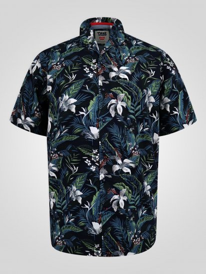 D555 Corden Hawaiian AOP Cuban Collar Resort Short Sleeve Navy - Krekli ar īsām piedurknēm - Krekli ar īsām piedurknēm