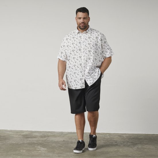 North Latitude 61111 Apdrukāts Lina Krekls ar Īsām Piedurknēm Balta - Krekli - Krekli - 2XL-8XL