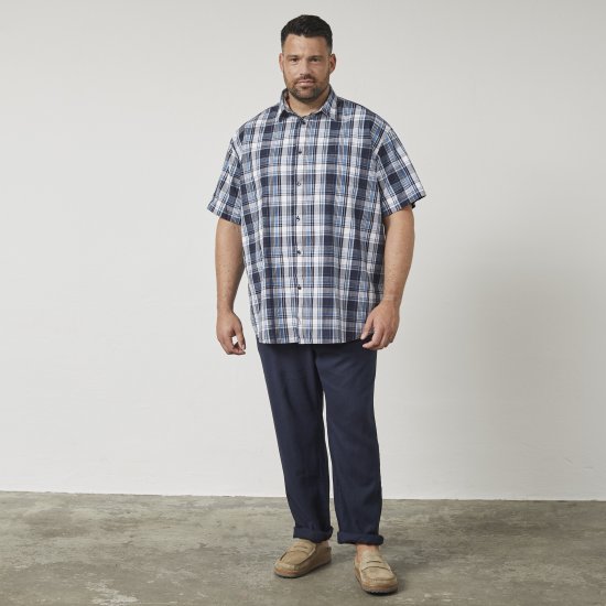 North Latitude 61115 Rūtains Krekls ar Īpaši Garu Korpusu Tumši Zila - Krekli - Krekli - 2XL-8XL