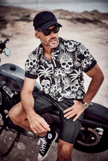 JP1880 Skull Pattern Jersey Short Sleeve Shirt Black - Krekli - Krekli - 2XL-8XL