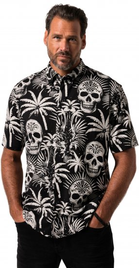 JP1880 Skull Pattern Jersey Short Sleeve Shirt Black - Krekli - Krekli - 2XL-8XL