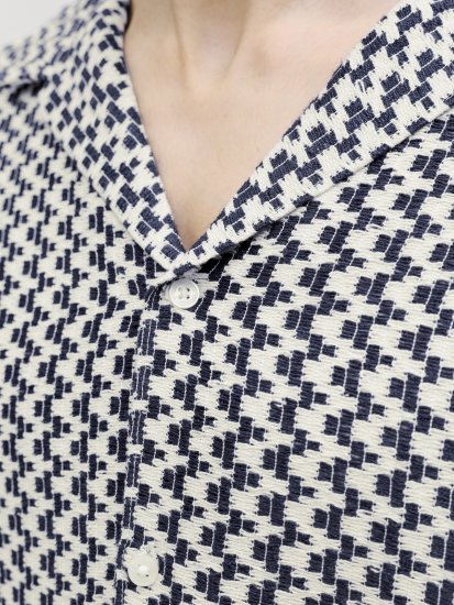 Jack & Jones Montauk Crochet Short Sleeve Shirt Navy - Krekli - Krekli - 2XL-8XL