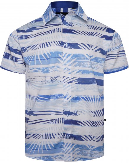 Kam Jeans 6065 Faded Leaf Short Sleeve Shirt Blue - Krekli - Krekli - 2XL-8XL