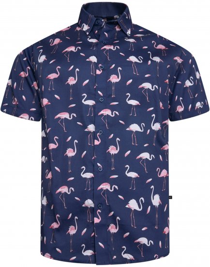 Kam Jeans 6068 Flamingo Short Sleeve Shirt Navy - Krekli - Krekli - 2XL-8XL