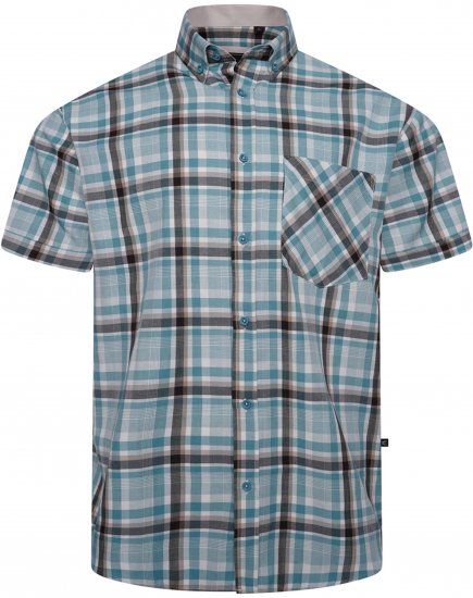 Kam Jeans 6339 Checked Short Sleeve Shirt Mineral Blue - Krekli - Krekli - 2XL-8XL