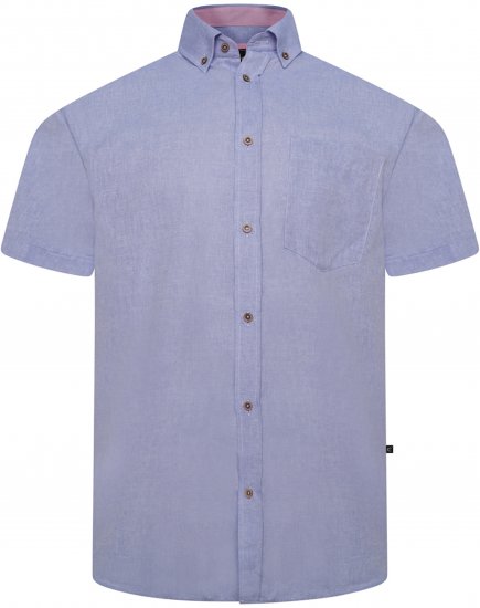 Kam Jeans 6340 Linen Mix Short Sleeve Shirt Blue - Krekli - Krekli - 2XL-8XL